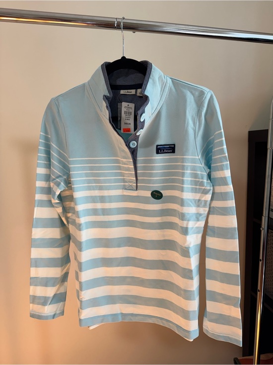 L.L. Bean Tops - L.L. Bean Light Blue and Cotton Button-Up Pullover